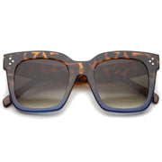 zeroUV Bold Oversize Flat Mirror Lens Square Frame Horn Rimmed Sunglasses 50mm - A100 Sunglasses White Smoke Tortoise-Blue / Lavender