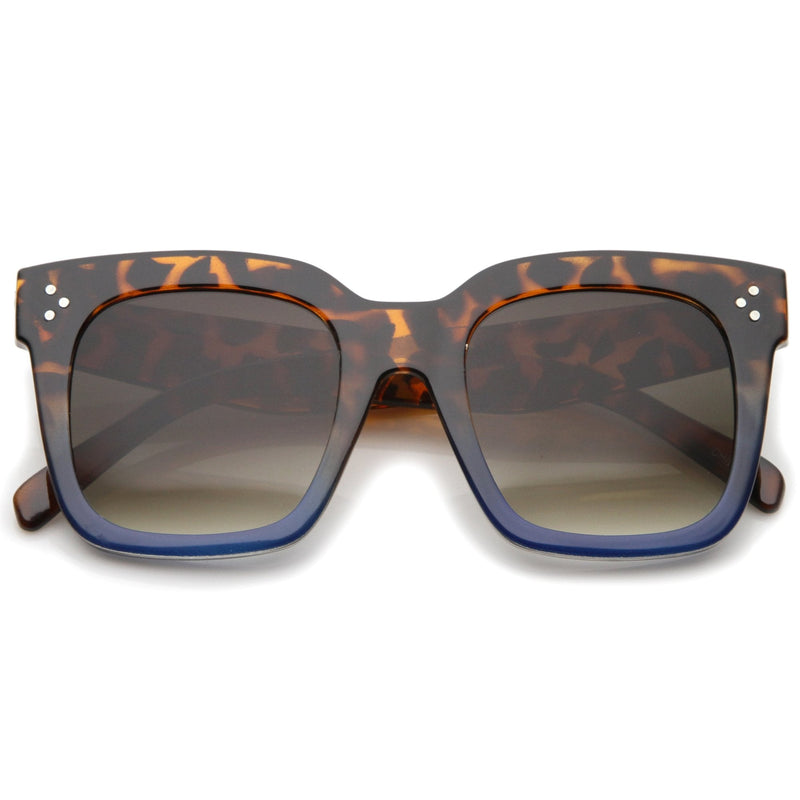 zeroUV Bold Oversize Flat Mirror Lens Square Frame Horn Rimmed Sunglasses 50mm - A100 Sunglasses White Smoke Black / Smoke,Black-Clear / Smoke,Tortoise-Blue / Lavender,Shiny Black Silver Mirror,Shiny Black Blue Mirror,Tortoise Blue Purple Mirror,Shiny Black Yellow Mirror,Tortoise Pink Yellow Mirror,Matte Black Gold Mirror,Black-Brown / Lavender,Matte Black / Smo