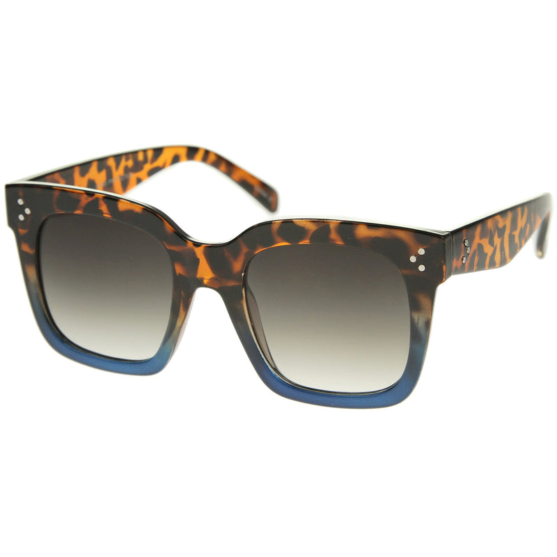 zeroUV Bold Oversize Flat Mirror Lens Square Frame Horn Rimmed Sunglasses 50mm - A100 Sunglasses White Smoke Black / Smoke,Black-Clear / Smoke,Tortoise-Blue / Lavender,Shiny Black Silver Mirror,Shiny Black Blue Mirror,Tortoise Blue Purple Mirror,Shiny Black Yellow Mirror,Tortoise Pink Yellow Mirror,Matte Black Gold Mirror,Black-Brown / Lavender,Matte Black / Smo