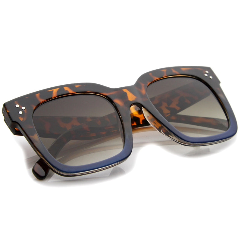 zeroUV Bold Oversize Flat Mirror Lens Square Frame Horn Rimmed Sunglasses 50mm - A100 Sunglasses White Smoke Black / Smoke,Black-Clear / Smoke,Tortoise-Blue / Lavender,Shiny Black Silver Mirror,Shiny Black Blue Mirror,Tortoise Blue Purple Mirror,Shiny Black Yellow Mirror,Tortoise Pink Yellow Mirror,Matte Black Gold Mirror,Black-Brown / Lavender,Matte Black / Smo