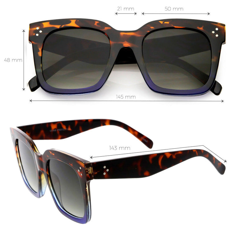 zeroUV Bold Oversize Square Horned Rim Flat Lens Sunglasses A252 Sunglasses White Smoke Black Clear Smoke,Tortoise Blue Lavender,Shiny Black Smoke,Black Tortoise Lavender,Yellow Tortoise Amber,Off-White Smoke,Tortoise Brown (Polarized),Solid Nude Amber,Coral Smoke,Clear Brown Smoke,Black / Silver Mirror (Polarized),Black Tortoise / Lavender,