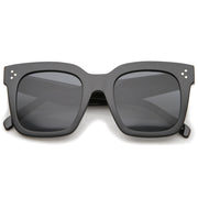 zeroUV Bold Oversize Flat Mirror Lens Square Frame Horn Rimmed Sunglasses 50mm - A100 Sunglasses Dim Gray Black / Smoke,Matte Black / Smoke