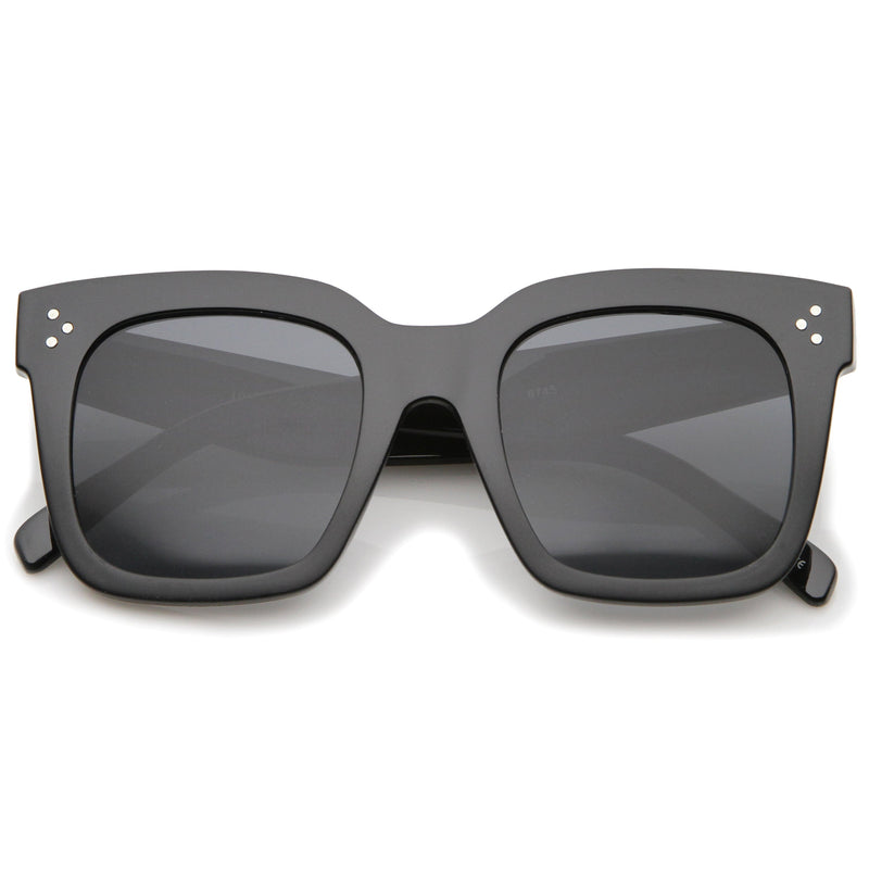 zeroUV Bold Oversize Flat Mirror Lens Square Frame Horn Rimmed Sunglasses 50mm - A100 Sunglasses Dim Gray Black / Smoke,Matte Black / Smoke