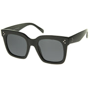 zeroUV Bold Oversize Flat Mirror Lens Square Frame Horn Rimmed Sunglasses 50mm - A100 Sunglasses White Smoke Black / Smoke,Black-Clear / Smoke,Tortoise-Blue / Lavender,Shiny Black Silver Mirror,Shiny Black Blue Mirror,Tortoise Blue Purple Mirror,Shiny Black Yellow Mirror,Tortoise Pink Yellow Mirror,Matte Black Gold Mirror,Black-Brown / Lavender,Matte Black / Smo