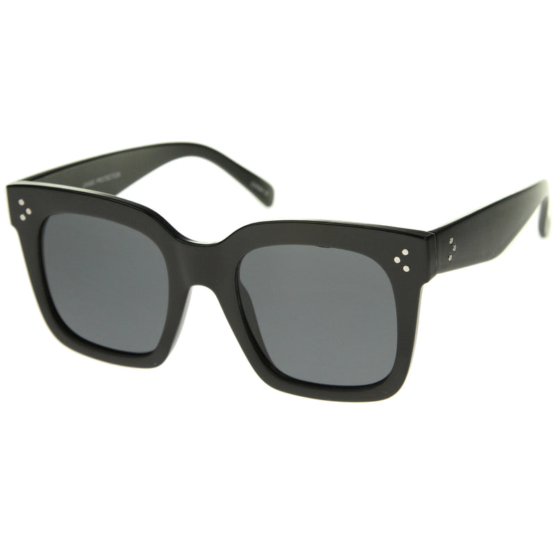 zeroUV Bold Oversize Flat Mirror Lens Square Frame Horn Rimmed Sunglasses 50mm - A100 Sunglasses White Smoke Black / Smoke,Black-Clear / Smoke,Tortoise-Blue / Lavender,Shiny Black Silver Mirror,Shiny Black Blue Mirror,Tortoise Blue Purple Mirror,Shiny Black Yellow Mirror,Tortoise Pink Yellow Mirror,Matte Black Gold Mirror,Black-Brown / Lavender,Matte Black / Smo