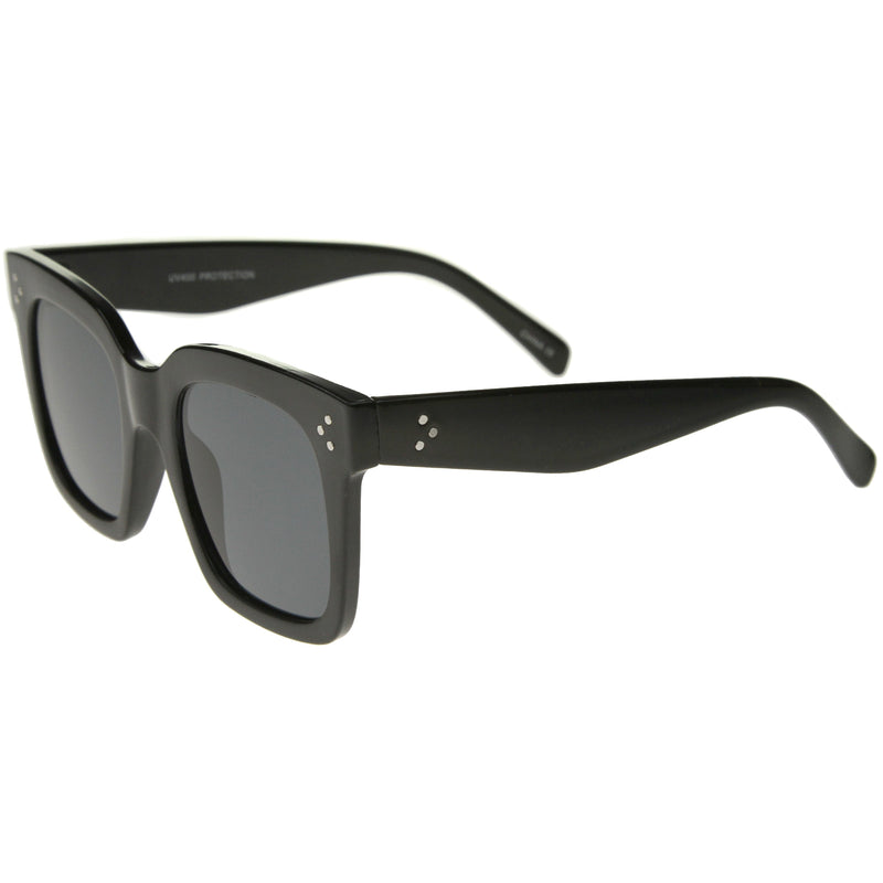 zeroUV Bold Oversize Flat Mirror Lens Square Frame Horn Rimmed Sunglasses 50mm - A100 Sunglasses White Smoke Black / Smoke,Black-Clear / Smoke,Tortoise-Blue / Lavender,Shiny Black Silver Mirror,Shiny Black Blue Mirror,Tortoise Blue Purple Mirror,Shiny Black Yellow Mirror,Tortoise Pink Yellow Mirror,Matte Black Gold Mirror,Black-Brown / Lavender,Matte Black / Smo