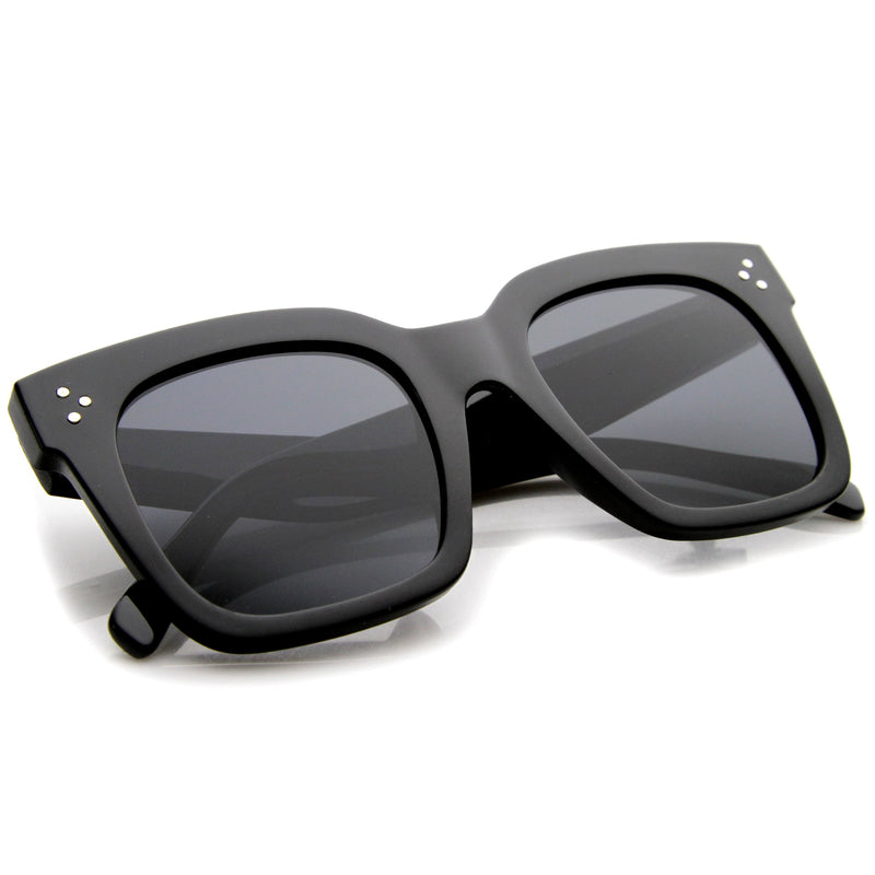 zeroUV Bold Oversize Flat Mirror Lens Square Frame Horn Rimmed Sunglasses 50mm - A100 Sunglasses White Smoke Black / Smoke,Black-Clear / Smoke,Tortoise-Blue / Lavender,Shiny Black Silver Mirror,Shiny Black Blue Mirror,Tortoise Blue Purple Mirror,Shiny Black Yellow Mirror,Tortoise Pink Yellow Mirror,Matte Black Gold Mirror,Black-Brown / Lavender,Matte Black / Smo