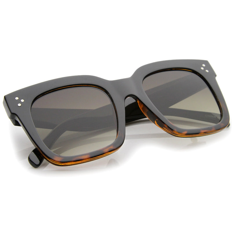 zeroUV Bold Oversize Flat Mirror Lens Square Frame Horn Rimmed Sunglasses 50mm - A100 Sunglasses White Smoke Black / Smoke,Black-Clear / Smoke,Tortoise-Blue / Lavender,Shiny Black Silver Mirror,Shiny Black Blue Mirror,Tortoise Blue Purple Mirror,Shiny Black Yellow Mirror,Tortoise Pink Yellow Mirror,Matte Black Gold Mirror,Black-Brown / Lavender,Matte Black / Smo