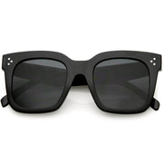 zeroUV Bold Oversize Flat Mirror Lens Square Frame Horn Rimmed Sunglasses 50mm - A100 Sunglasses Dark Slate Gray Black / Smoke,Black-Clear / Smoke,Tortoise-Blue / Lavender,Shiny Black Silver Mirror,Shiny Black Blue Mirror,Tortoise Blue Purple Mirror,Shiny Black Yellow Mirror,Tortoise Pink Yellow Mirror,Matte Black Gold Mirror,Black-Brown / Lavender,Matte Black / Smo