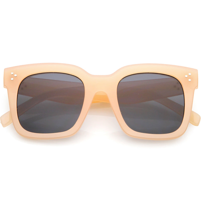 zeroUV Bold Oversize Square Horned Rim Flat Lens Sunglasses A252 Sunglasses White Smoke Coral Smoke