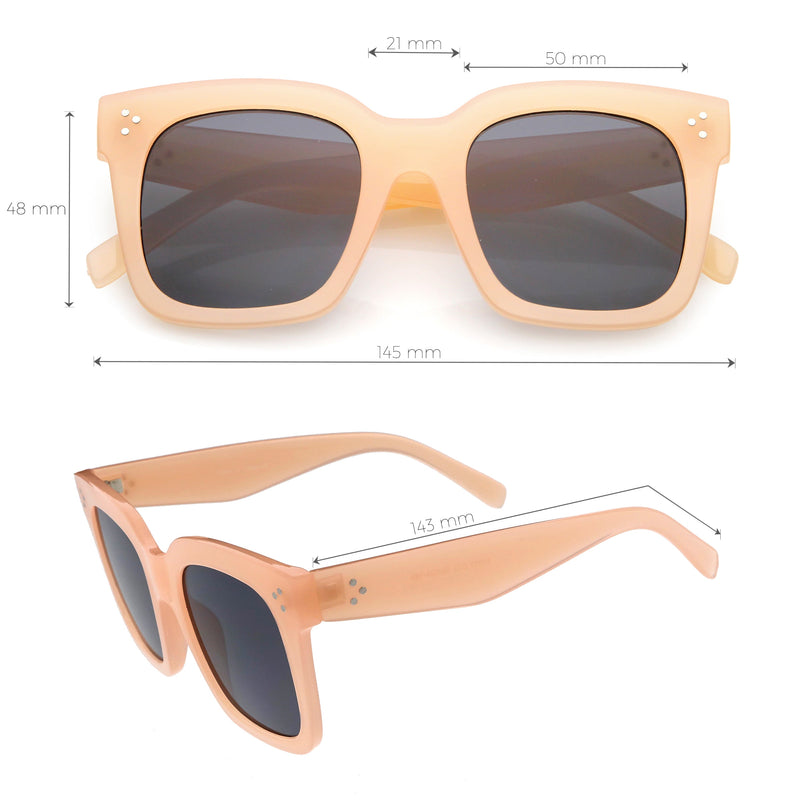 zeroUV Bold Oversize Square Horned Rim Flat Lens Sunglasses A252 Sunglasses White Smoke Black Clear Smoke,Tortoise Blue Lavender,Shiny Black Smoke,Black Tortoise Lavender,Yellow Tortoise Amber,Off-White Smoke,Tortoise Brown (Polarized),Solid Nude Amber,Coral Smoke,Clear Brown Smoke,Black / Silver Mirror (Polarized),Black Tortoise / Lavender,