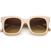 zeroUV Bold Oversize Square Horned Rim Flat Lens Sunglasses A252 Sunglasses White Smoke Solid Nude Amber