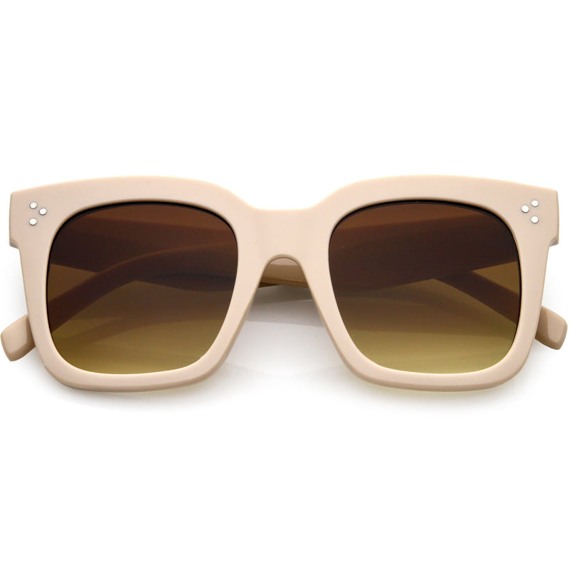 zeroUV Bold Oversize Square Horned Rim Flat Lens Sunglasses A252 Sunglasses White Smoke Solid Nude Amber