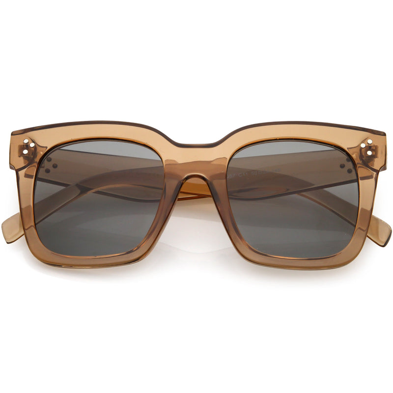 zeroUV Bold Oversize Square Horned Rim Flat Lens Sunglasses A252 Sunglasses White Smoke Clear Brown Smoke