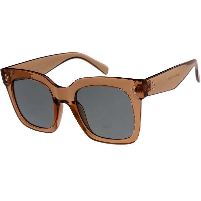 zeroUV Bold Oversize Square Horned Rim Flat Lens Sunglasses A252 Sunglasses White Smoke Black Clear Smoke,Tortoise Blue Lavender,Shiny Black Smoke,Black Tortoise Lavender,Yellow Tortoise Amber,Off-White Smoke,Tortoise Brown (Polarized),Solid Nude Amber,Coral Smoke,Clear Brown Smoke,Black / Silver Mirror (Polarized),Black Tortoise / Lavender,