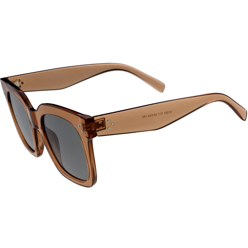 zeroUV Bold Oversize Square Horned Rim Flat Lens Sunglasses A252 Sunglasses White Smoke Black Clear Smoke,Tortoise Blue Lavender,Shiny Black Smoke,Black Tortoise Lavender,Yellow Tortoise Amber,Off-White Smoke,Tortoise Brown (Polarized),Solid Nude Amber,Coral Smoke,Clear Brown Smoke,Black / Silver Mirror (Polarized),Black Tortoise / Lavender,