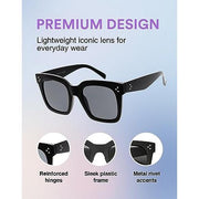 zeroUV Bold Oversize Square Horned Rim Flat Lens Sunglasses A252 Sunglasses Light Gray Black Clear Smoke,Tortoise Blue Lavender,Shiny Black Smoke,Black Tortoise Lavender,Yellow Tortoise Amber,Off-White Smoke,Tortoise Brown (Polarized),Solid Nude Amber,Coral Smoke,Clear Brown Smoke,Black / Silver Mirror (Polarized),Black Tortoise / Lavender,
