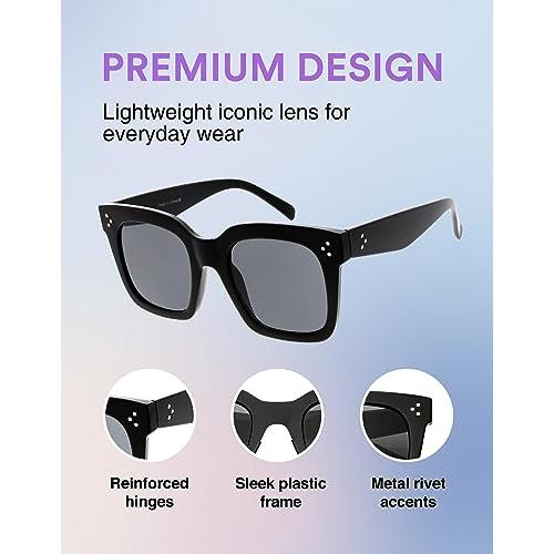 zeroUV Bold Oversize Square Horned Rim Flat Lens Sunglasses A252 Sunglasses Light Gray Black Clear Smoke,Tortoise Blue Lavender,Shiny Black Smoke,Black Tortoise Lavender,Yellow Tortoise Amber,Off-White Smoke,Tortoise Brown (Polarized),Solid Nude Amber,Coral Smoke,Clear Brown Smoke,Black / Silver Mirror (Polarized),Black Tortoise / Lavender,