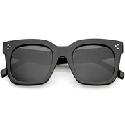 zeroUV Bold Oversize Square Horned Rim Flat Lens Sunglasses A252 Sunglasses Dim Gray Shiny Black Smoke (Polarized)