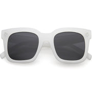 zeroUV Bold Oversize Square Horned Rim Flat Lens Sunglasses A252 Sunglasses White Smoke Off-White Smoke