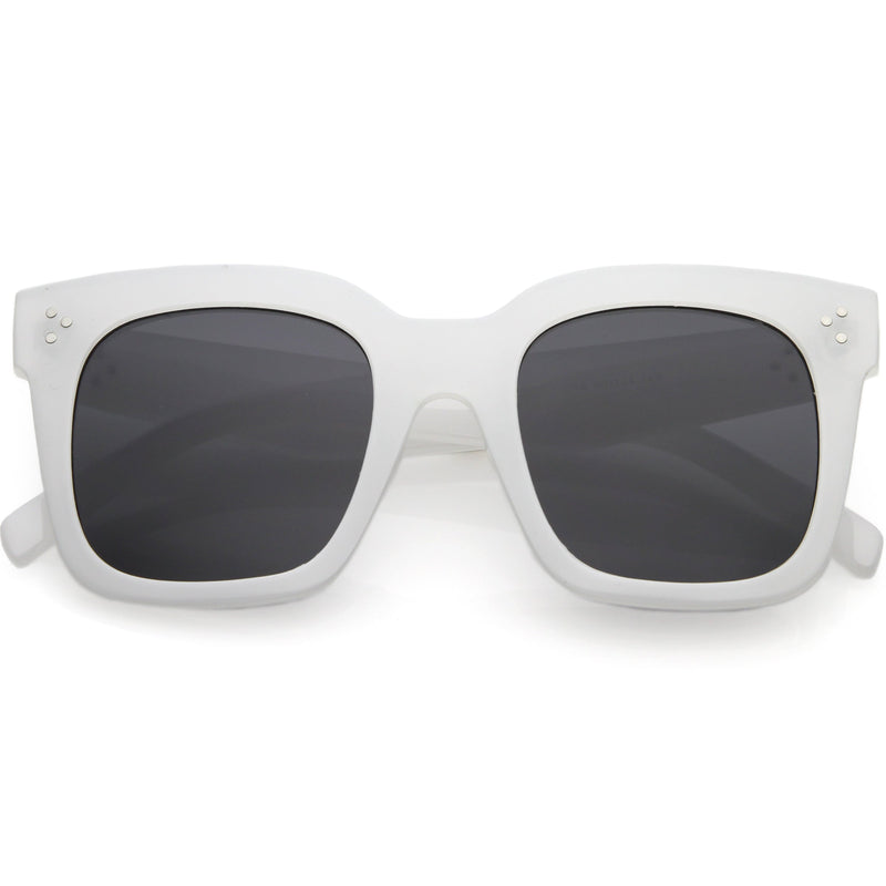 zeroUV Bold Oversize Square Horned Rim Flat Lens Sunglasses A252 Sunglasses White Smoke Off-White Smoke