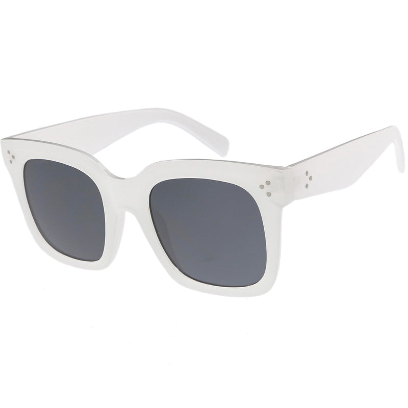 zeroUV Bold Oversize Square Horned Rim Flat Lens Sunglasses A252 Sunglasses White Smoke Black Clear Smoke,Tortoise Blue Lavender,Shiny Black Smoke,Black Tortoise Lavender,Yellow Tortoise Amber,Off-White Smoke,Tortoise Brown (Polarized),Solid Nude Amber,Coral Smoke,Clear Brown Smoke,Black / Silver Mirror (Polarized),Black Tortoise / Lavender,