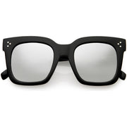 zeroUV Bold Oversize Square Horned Rim Flat Lens Sunglasses A252 Sunglasses Light Gray Black / Silver Mirror (Polarized)