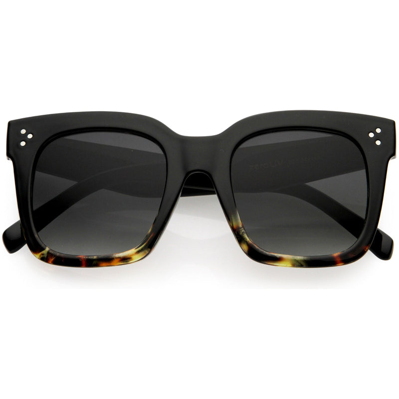 zeroUV Bold Oversize Square Horned Rim Flat Lens Sunglasses A252 Sunglasses Dark Slate Gray Black Tortoise / Lavender