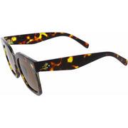 zeroUV Bold Oversize Square Horned Rim Flat Lens Sunglasses A252 Sunglasses White Smoke Black Clear Smoke,Tortoise Blue Lavender,Shiny Black Smoke,Black Tortoise Lavender,Yellow Tortoise Amber,Off-White Smoke,Tortoise Brown (Polarized),Solid Nude Amber,Coral Smoke,Clear Brown Smoke,Black / Silver Mirror (Polarized),Black Tortoise / Lavender,