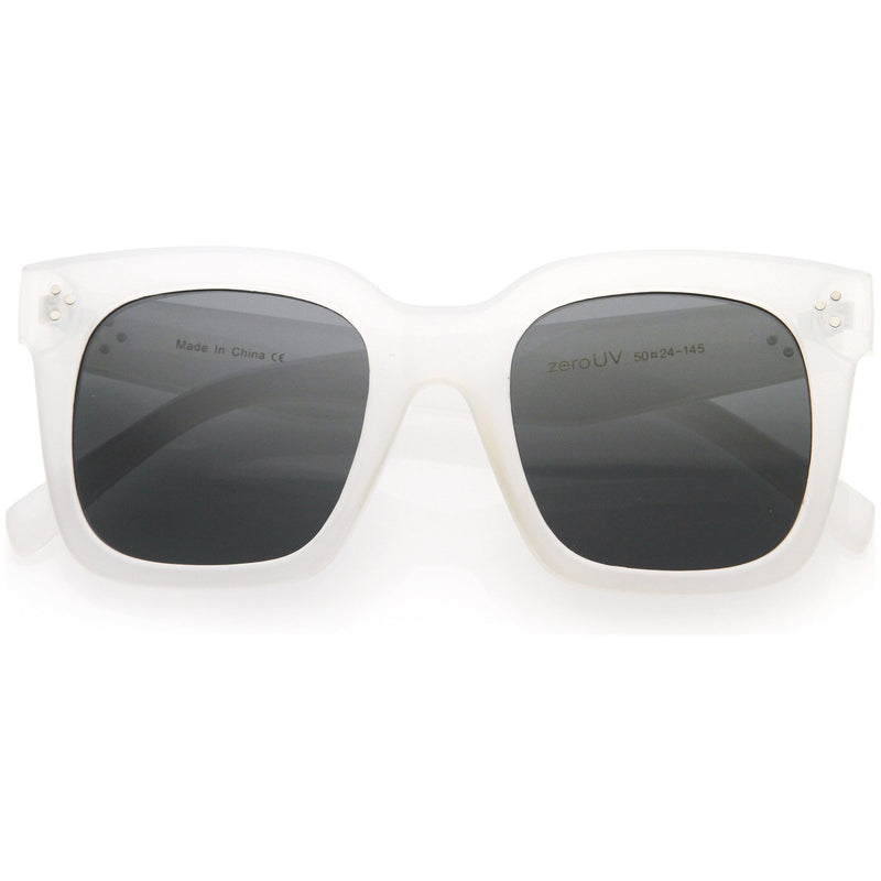 zeroUV Bold Oversize Square Horned Rim Flat Lens Sunglasses A252 Sunglasses White Smoke Frost / Smoke