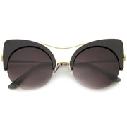 zeroUV High Pointed Half-frame Flat Lens Round Cat Eye Sunglasses A267 Sunglasses White Smoke Black / Lavender