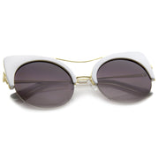 zeroUV High Pointed Half-frame Flat Lens Round Cat Eye Sunglasses A267 Sunglasses White Smoke Gray Leopard / Amber,Black / Lavender,White / Lavender,Tortoise / Amber