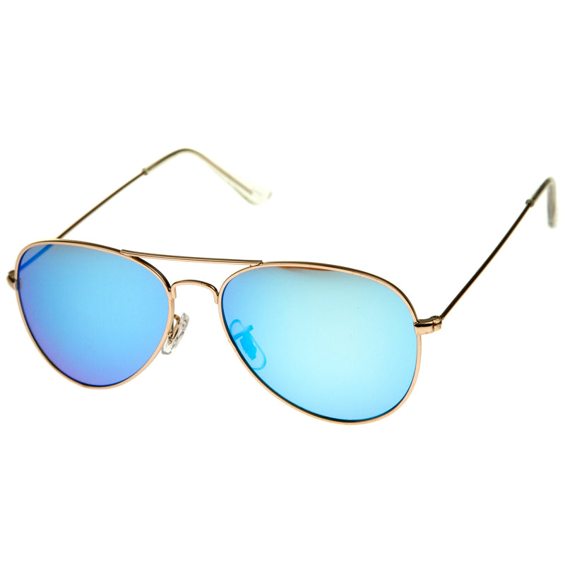 zeroUV Premium Nickel Plated Frame Multi-Coated Mirror Lens Aviator Sunglasses A284 Sunglasses White Smoke Gold / Blue Mirror,Gold / Red Mirror,Gold / Green Mirror,Gold / Yellow Mirror