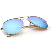 zeroUV Premium Nickel Plated Frame Multi-Coated Mirror Lens Aviator Sunglasses A284 Sunglasses White Smoke Gold / Blue Mirror,Gold / Red Mirror,Gold / Green Mirror,Gold / Yellow Mirror