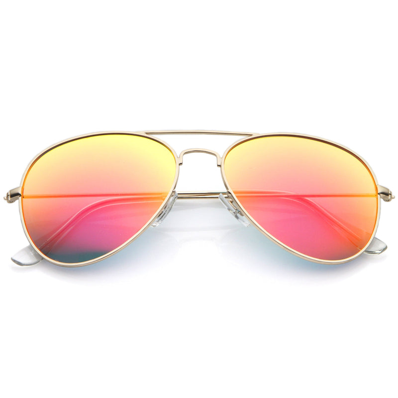 zeroUV Premium Nickel Plated Frame Multi-Coated Mirror Lens Aviator Sunglasses A284 Sunglasses White Smoke Gold / Red Mirror