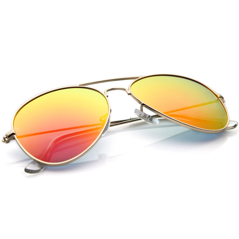 zeroUV Premium Nickel Plated Frame Multi-Coated Mirror Lens Aviator Sunglasses A284 Sunglasses White Smoke Gold / Blue Mirror,Gold / Red Mirror,Gold / Green Mirror,Gold / Yellow Mirror