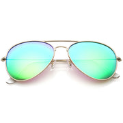 zeroUV Premium Nickel Plated Frame Multi-Coated Mirror Lens Aviator Sunglasses A284 Sunglasses White Smoke Gold / Green Mirror