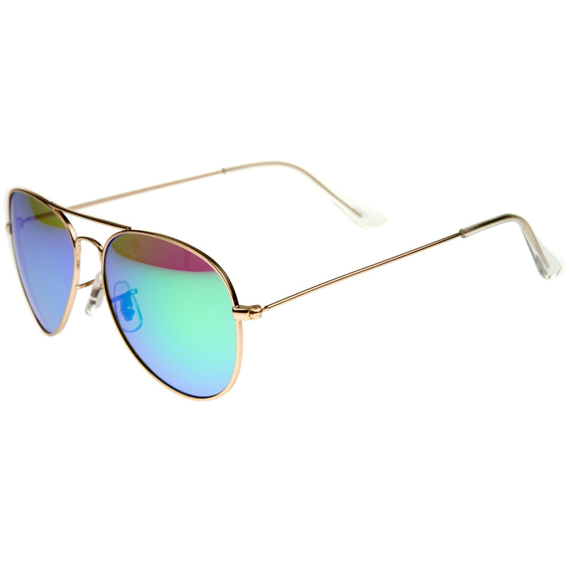zeroUV Premium Nickel Plated Frame Multi-Coated Mirror Lens Aviator Sunglasses A284 Sunglasses White Smoke Gold / Blue Mirror,Gold / Red Mirror,Gold / Green Mirror,Gold / Yellow Mirror