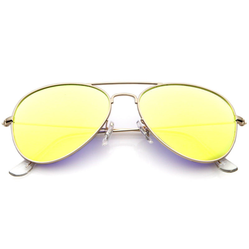 zeroUV Premium Nickel Plated Frame Multi-Coated Mirror Lens Aviator Sunglasses A284 Sunglasses White Smoke Gold / Yellow Mirror