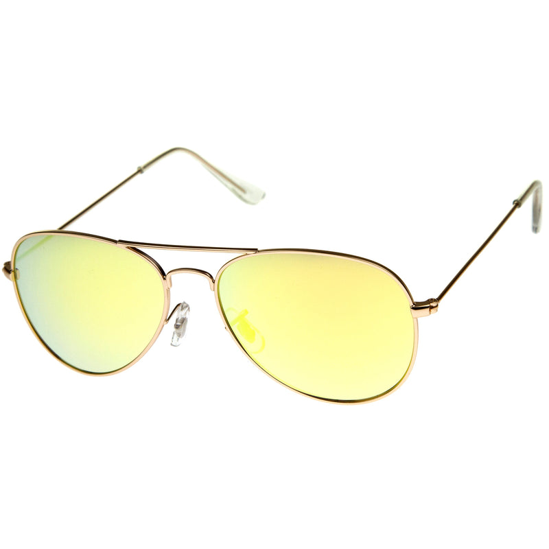 zeroUV Premium Nickel Plated Frame Multi-Coated Mirror Lens Aviator Sunglasses A284 Sunglasses White Smoke Gold / Blue Mirror,Gold / Red Mirror,Gold / Green Mirror,Gold / Yellow Mirror
