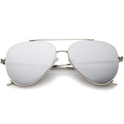 zeroUV Retro Modern Mirrored Flat Lens Metal Aviator Sunglasses A318 Sunglasses White Smoke Gold Pink Mirror,Gold Blue Mirror,Gold Purple Mirror,Gold Brown Mirror,Silver Silver Mirror,Black Silver Mirror
