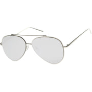 zeroUV Retro Modern Mirrored Flat Lens Metal Aviator Sunglasses A318 Sunglasses White Smoke Gold Pink Mirror,Gold Blue Mirror,Gold Purple Mirror,Gold Brown Mirror,Silver Silver Mirror,Black Silver Mirror