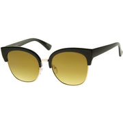 zeroUV Modern Mirrored Flat Lens Cat Eye Half Frame Sunglasses A325 Sunglasses White Smoke Tortoise Pink Mirror,Black Blue Mirror,Tortoise Magenta Mirror,Black Silver Mirror,Black Gold Mirror
