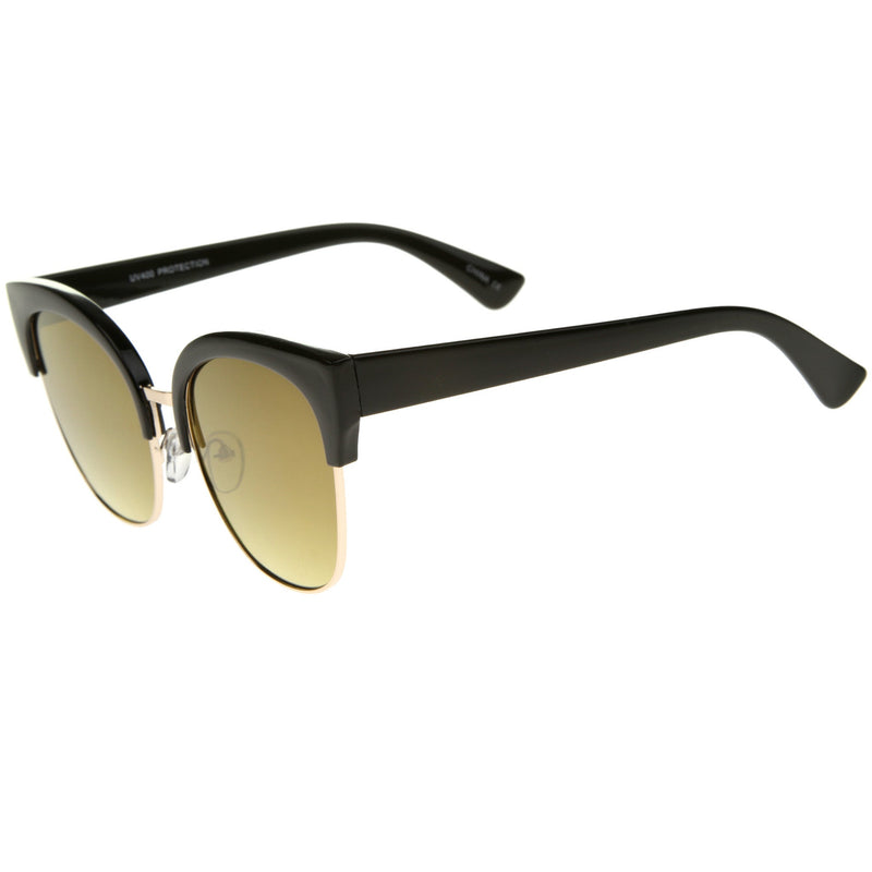 zeroUV Modern Mirrored Flat Lens Cat Eye Half Frame Sunglasses A325 Sunglasses White Smoke Tortoise Pink Mirror,Black Blue Mirror,Tortoise Magenta Mirror,Black Silver Mirror,Black Gold Mirror