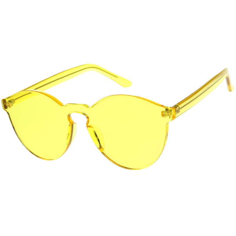 zeroUV Rimless Monoblock Cut PC Color Lens Rimless Sunglasses A368 Sunglasses White Smoke Yellow,Purple,Green,Pink,Red,Clear,Smoke