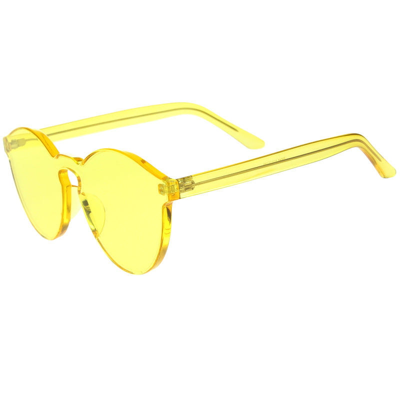 zeroUV Rimless Monoblock Cut PC Color Lens Rimless Sunglasses A368 Sunglasses White Smoke Yellow,Purple,Green,Pink,Red,Clear,Smoke