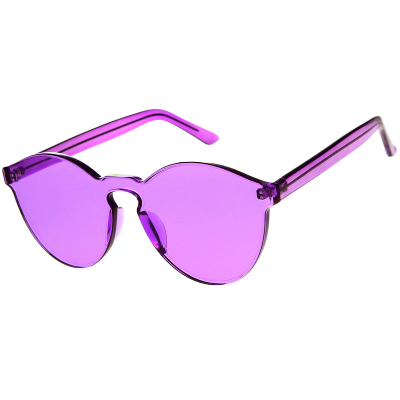 zeroUV Rimless Monoblock Cut PC Color Lens Rimless Sunglasses A368 Sunglasses White Smoke Yellow,Purple,Green,Pink,Red,Clear,Smoke