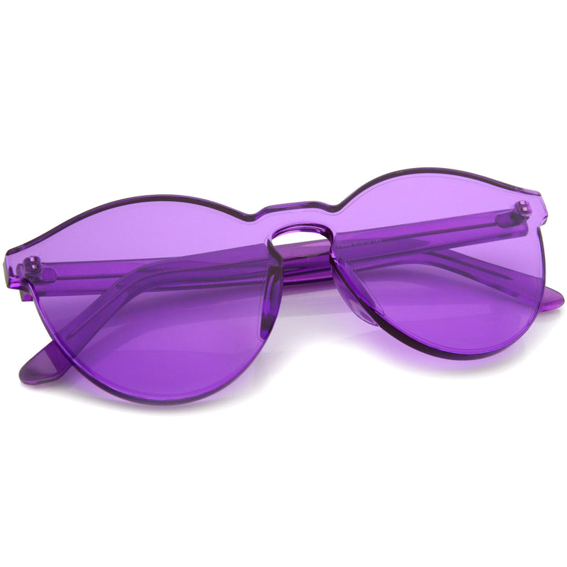 zeroUV Rimless Monoblock Cut PC Color Lens Rimless Sunglasses A368 Sunglasses White Smoke Yellow,Purple,Green,Pink,Red,Clear,Smoke