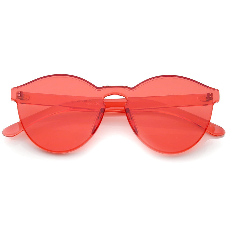zeroUV Rimless Monoblock Cut PC Color Lens Rimless Sunglasses A368 Sunglasses White Smoke Red