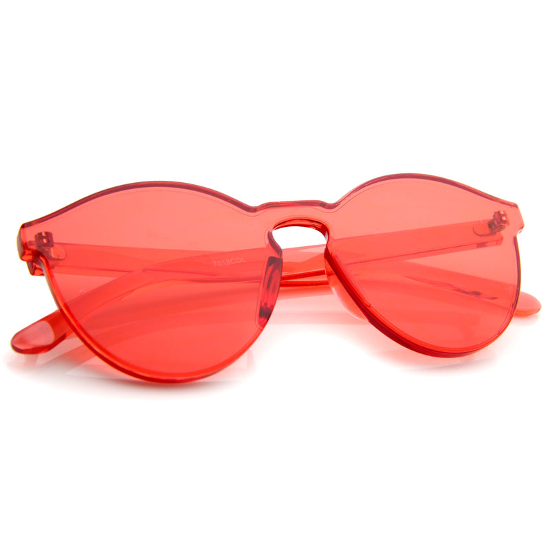 zeroUV Rimless Monoblock Cut PC Color Lens Rimless Sunglasses A368 Sunglasses White Smoke Yellow,Purple,Green,Pink,Red,Clear,Smoke